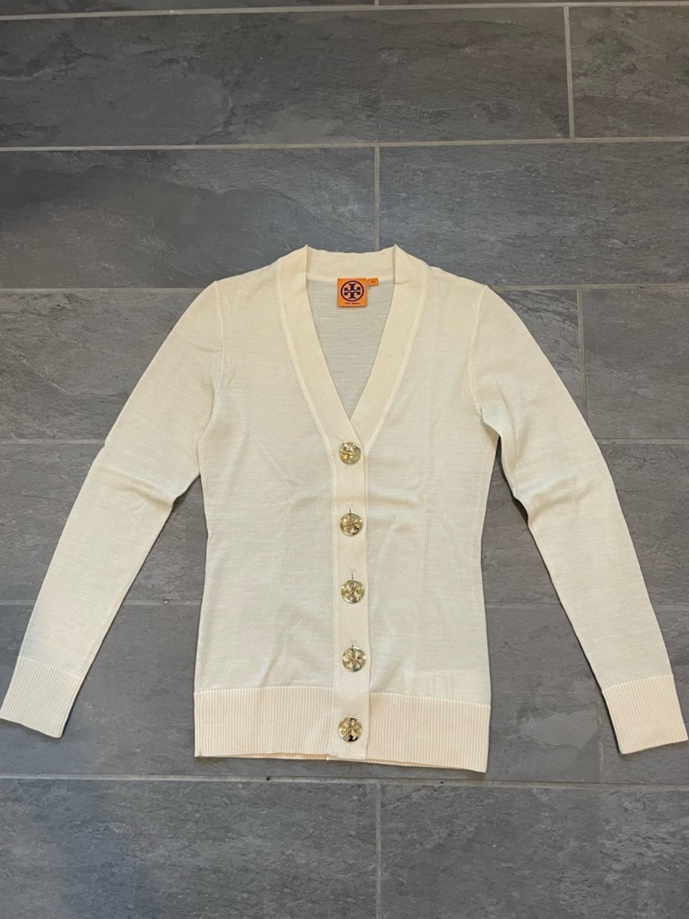 Tory Burch cream merino wool cardigan XXS